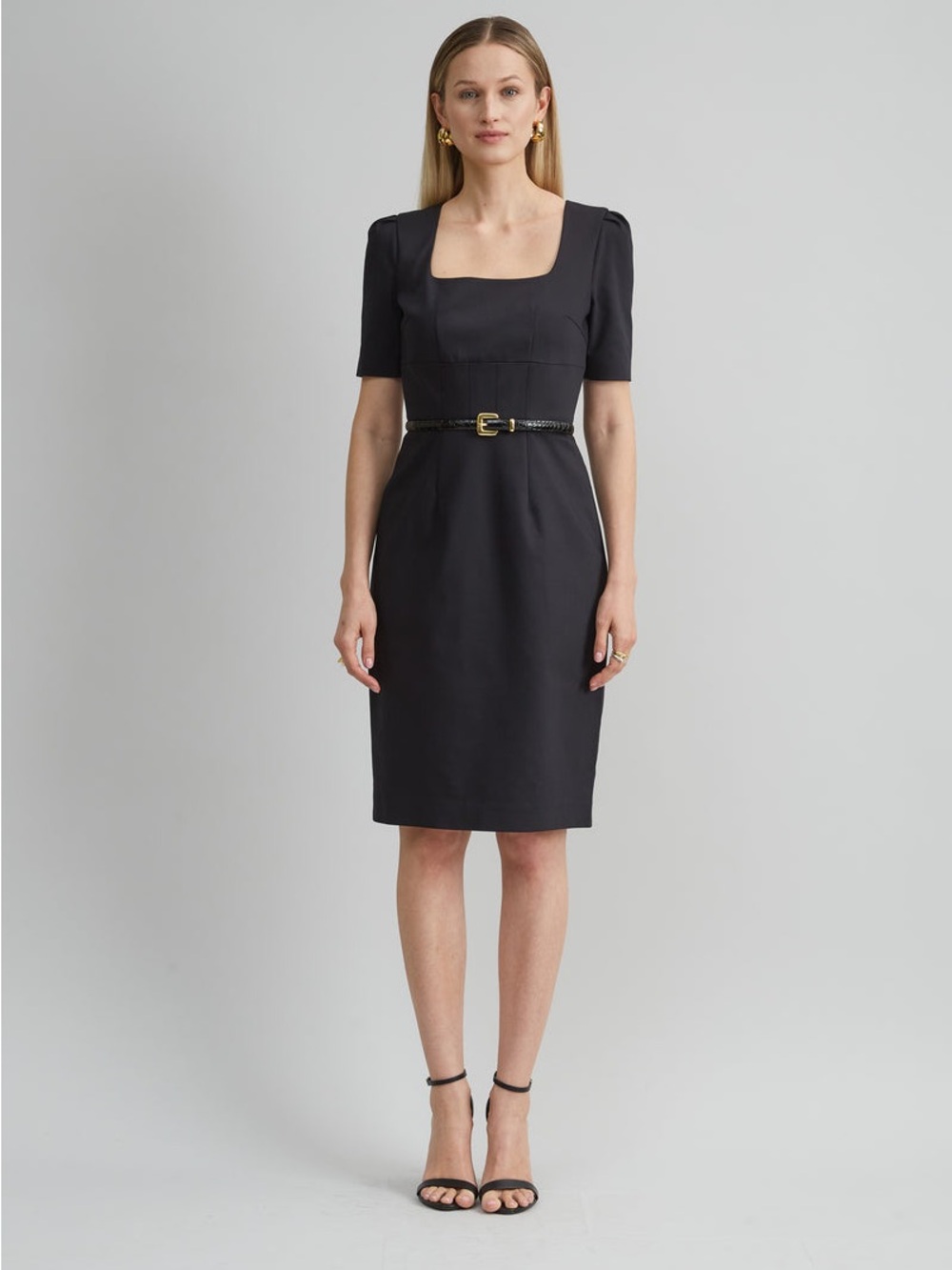 Elie Tahari  Short Sleeve Square Neck Cotton Dress Size 6